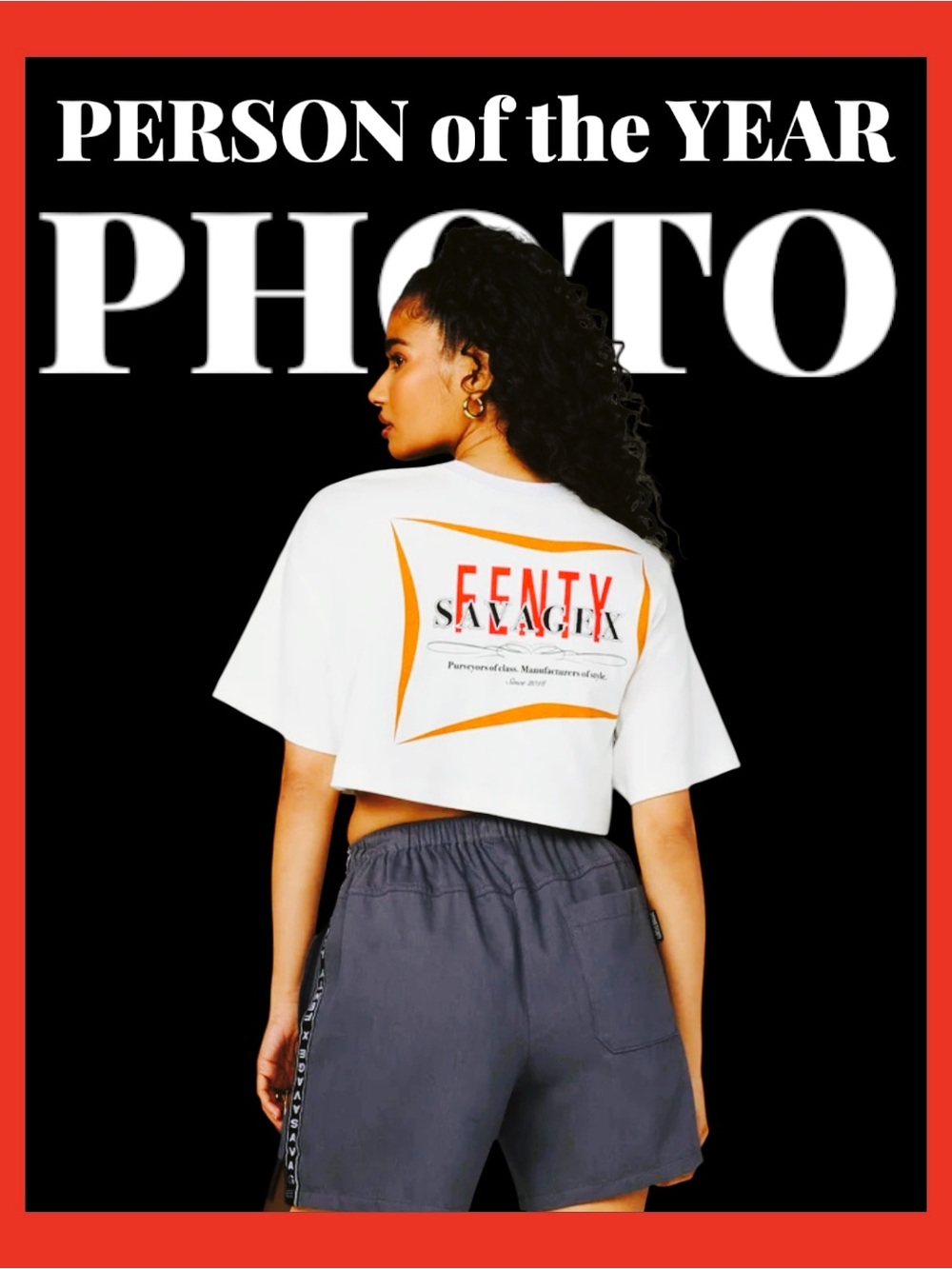 NWT Savage X Fenty White Essential Heavy Jersey Back Page Cropped T-Shirt M